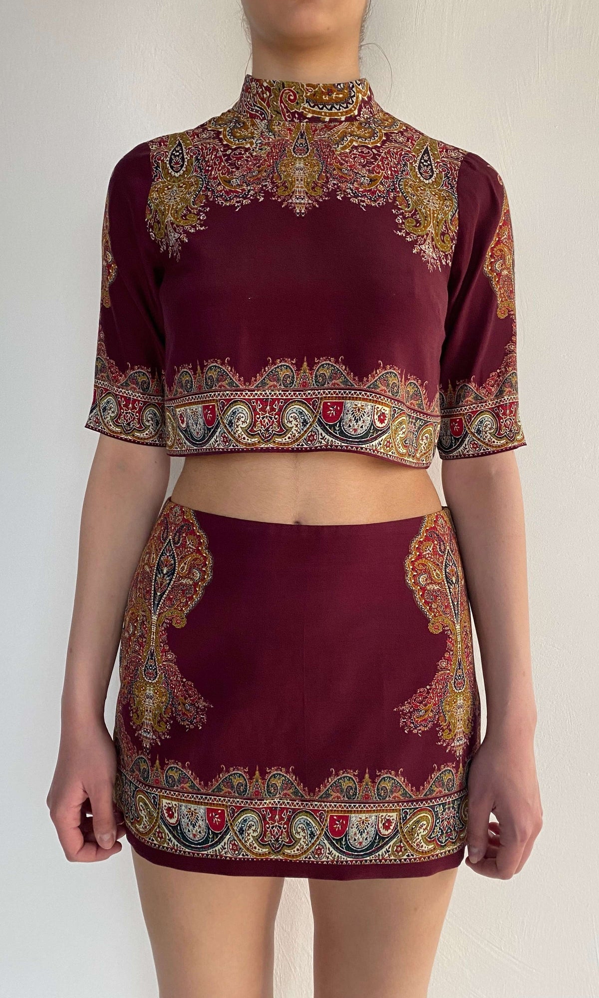 Womens | Shifa Viscose Heavy Crepe Boxy Top | Burgundy