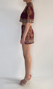 Womens | Shifa Viscose Heavy Crepe Boxy Top | Burgundy