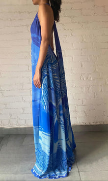 Hemant And Nandita | Soma Bemberg Cupro Crepe Long Dress | Blue