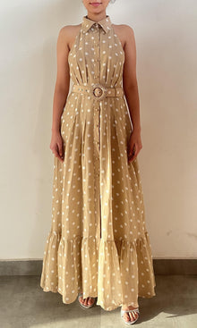 Womens | Tira Cotton Long Dress | Beige