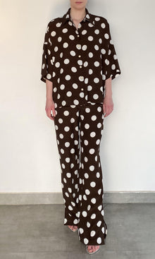 Hemant And Nandita | Tira Viscose Crepe Oversized Shirt | Brown White
