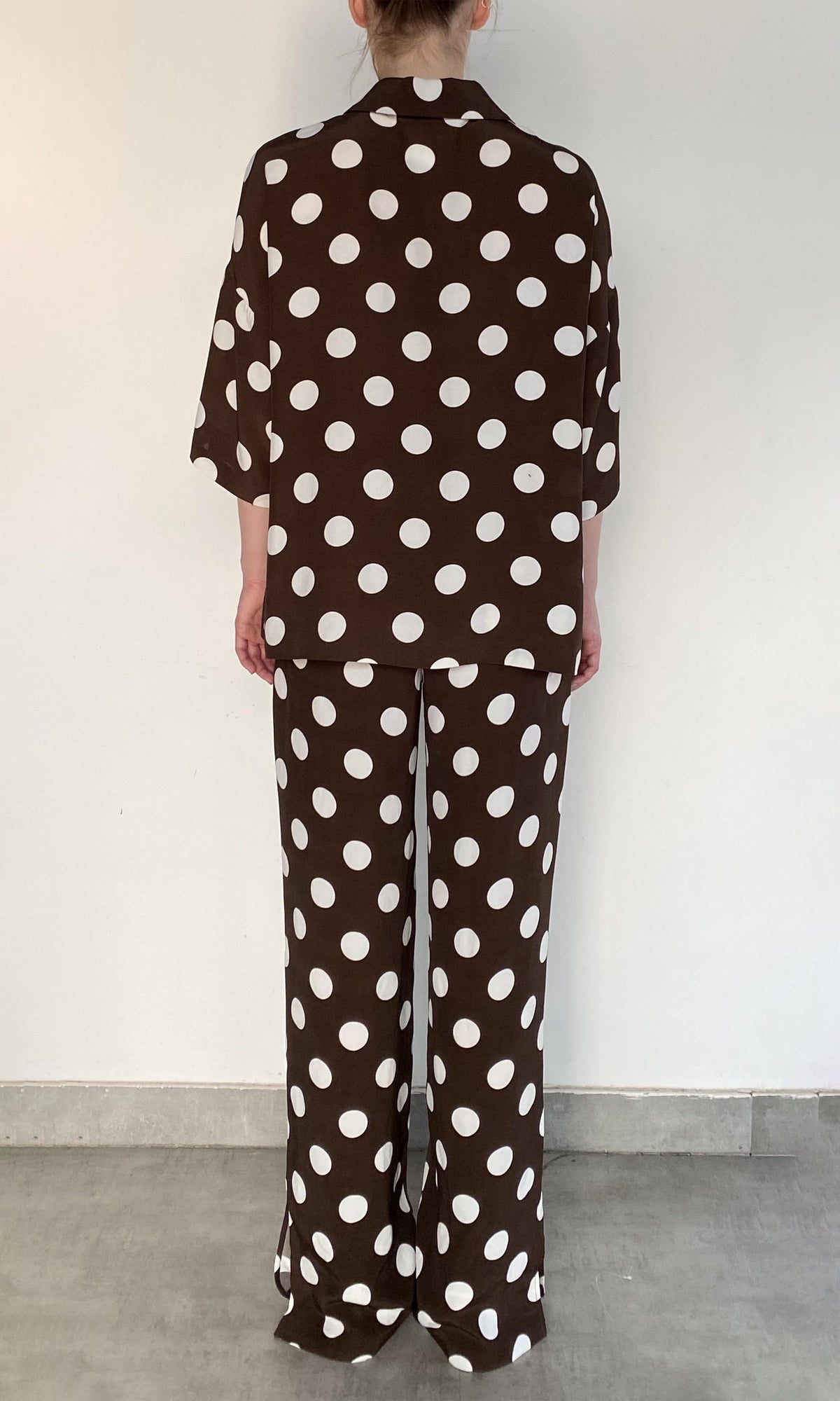 Hemant And Nandita | Tira Viscose Crepe Oversized Shirt | Brown White
