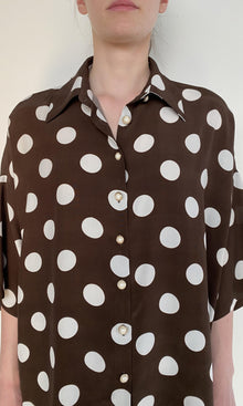 Hemant And Nandita | Tira Viscose Crepe Oversized Shirt | Brown White