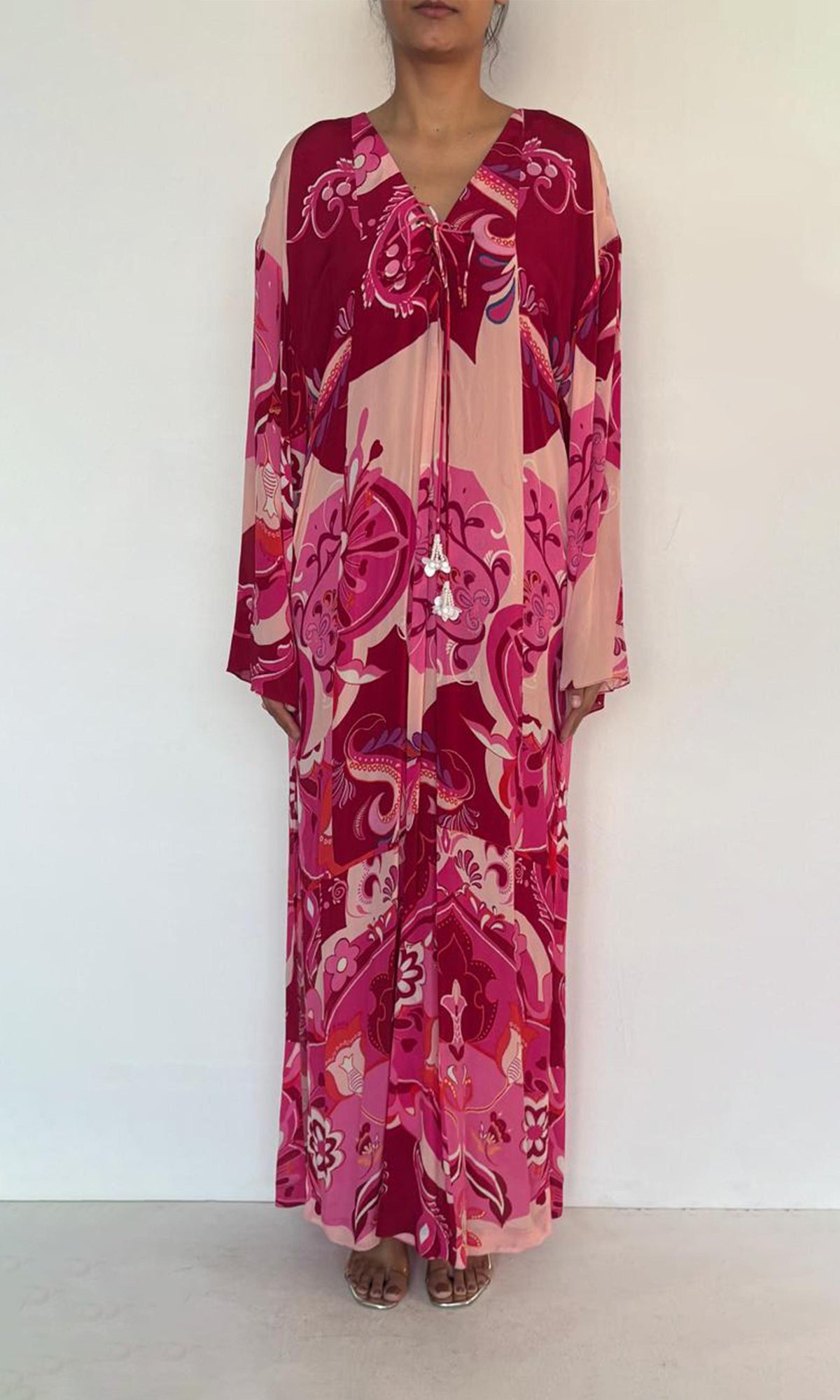 Hemant And Nandita | Tira Viscose Long Dress | Red Multi