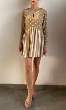 Womens | Tira Viscose Crepe Short Dress | Brown White