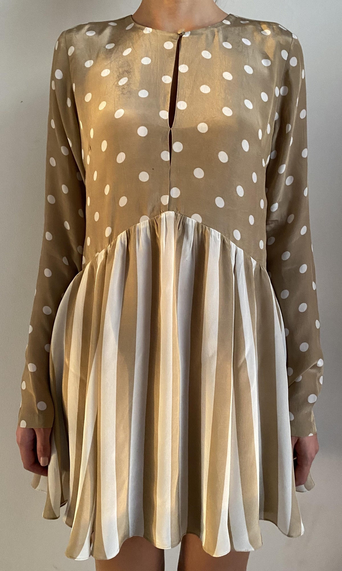 Womens | Tira Viscose Crepe Short Dress | Brown White