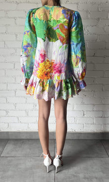 Hemant And Nandita | Tiva Linen Cotton Short Dress | Multicolor