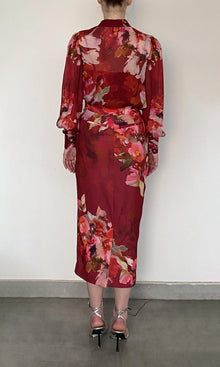 Womens | Tuhi Viscose Flat Chiffon Boho Top With Cami | Burgundy Multi