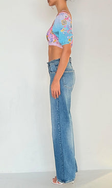 Womens | Vana Cotton Linen Top | Pink/Blue