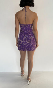 Womens | Viha Printed Schiffli Short Dress | Purple