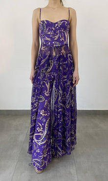 Hemant And Nandita | Viha Viscose Crinkle Chiffon & Cotton Twill Coverups | Purple