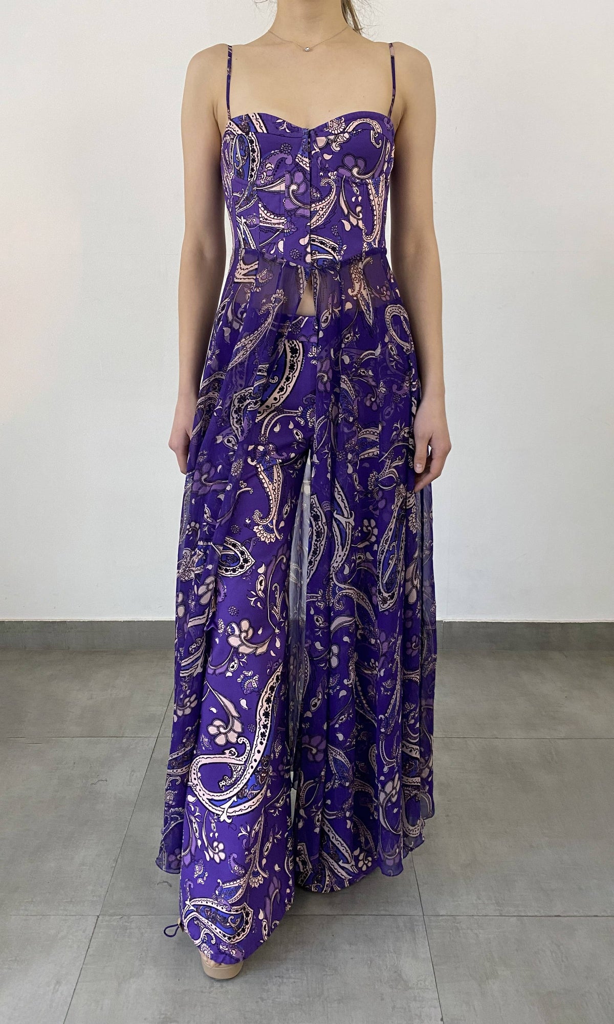 Hemant And Nandita | Viha Viscose Crinkle Chiffon & Cotton Twill Coverups | Purple