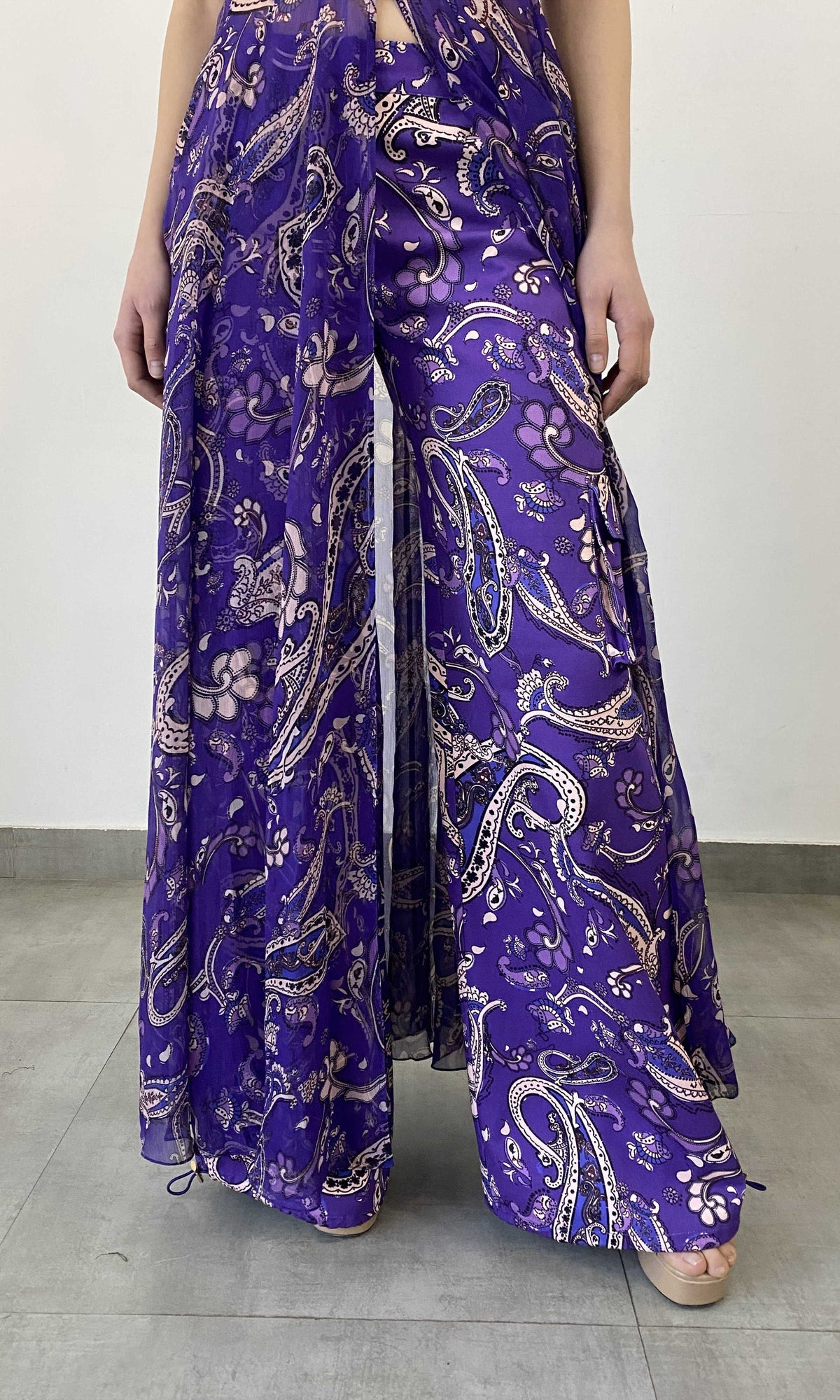 Hemant And Nandita | Viha Viscose Crinkle Chiffon & Cotton Twill Coverups | Purple