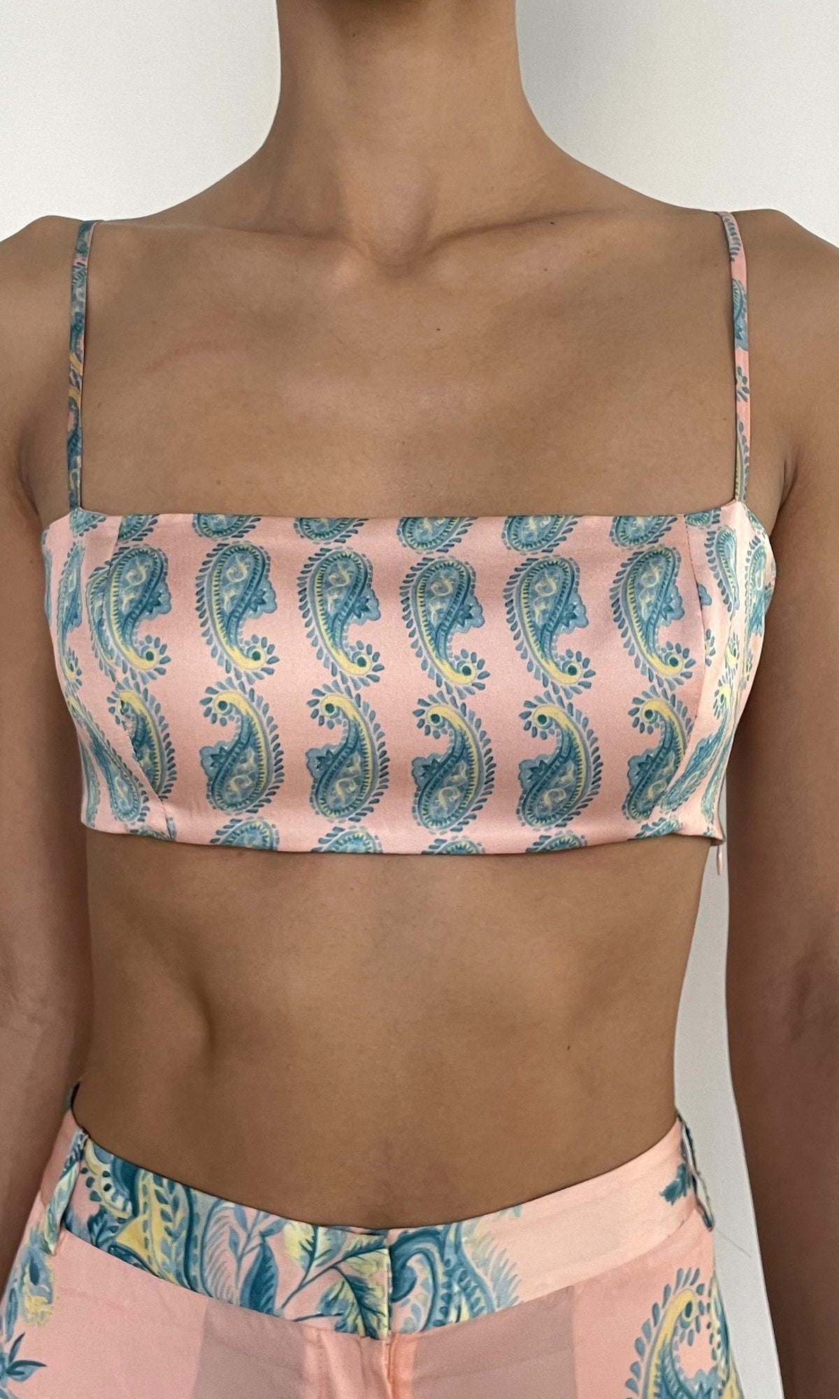 Womens | Wani Viscose Satin Bandeau | Pink Blue Multi