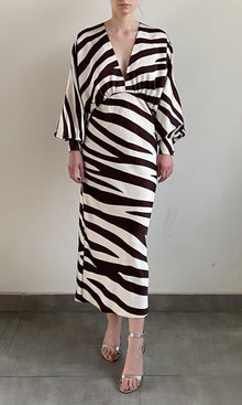 Womens | Zuba Poly Double Satin Long Dress | Black White