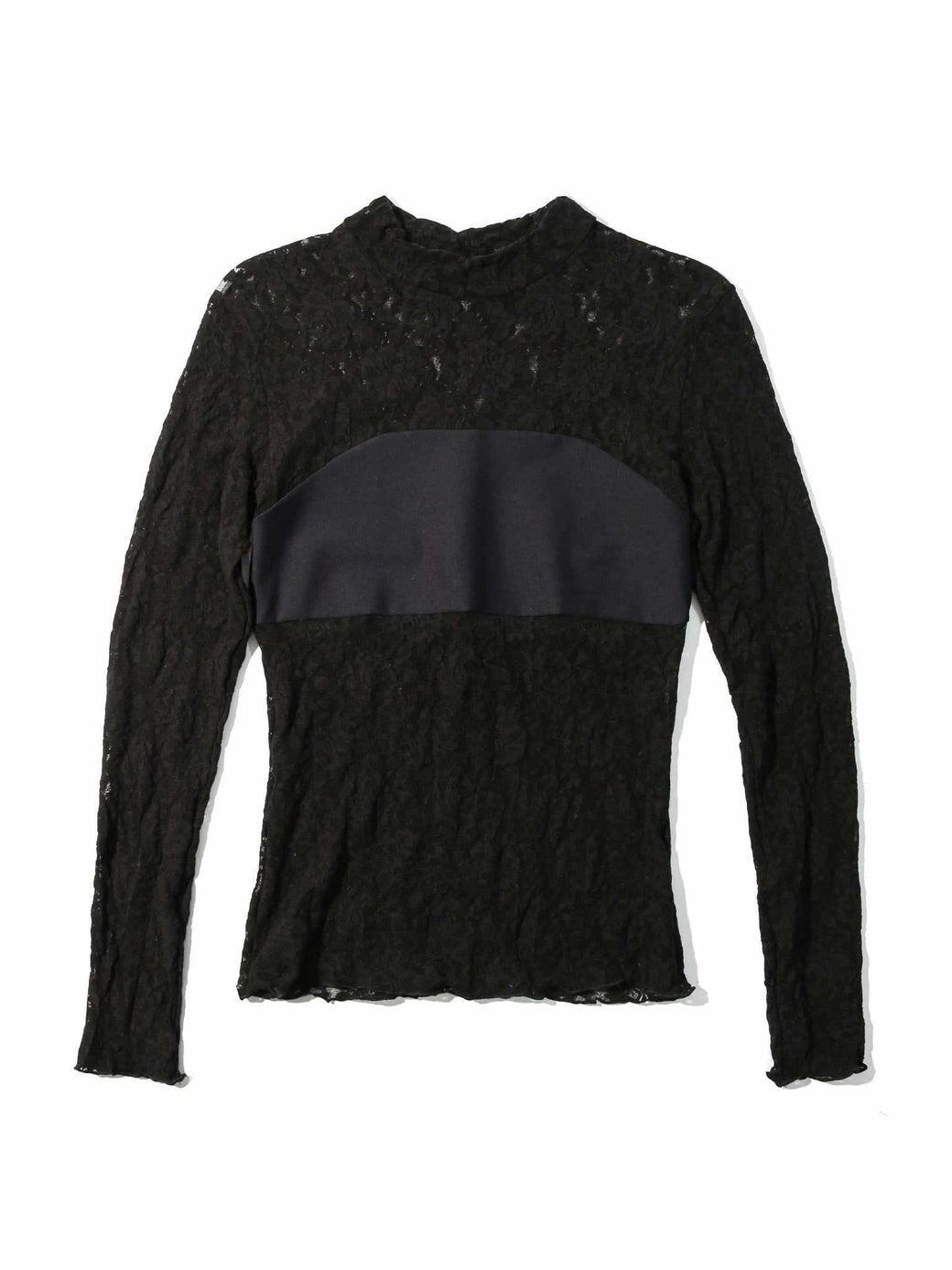 Signature Lace Mock Neck Long Sleeve | Black