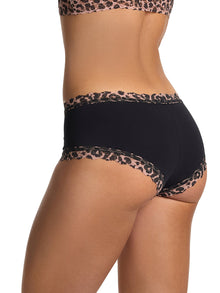 Cotton Boyshort | Black/Walk On The Wild Side
