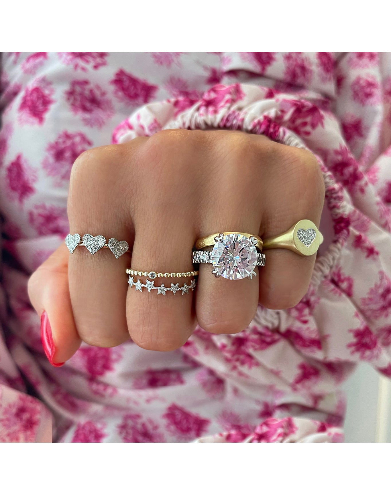 Heart Signet Diamond Ring | 14K Yellow Gold