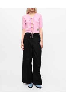 Heavy Cotton Tailoring Mid Waist Trousers | Black