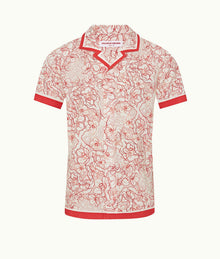 Hibbert Floral Nouveau Print Classic Fit Capri Collar Shirt | Summer Red/White Sand