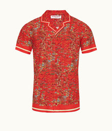 Hibbert Linen Solo Fantasy Capri Collar Shirt | Vermillion
