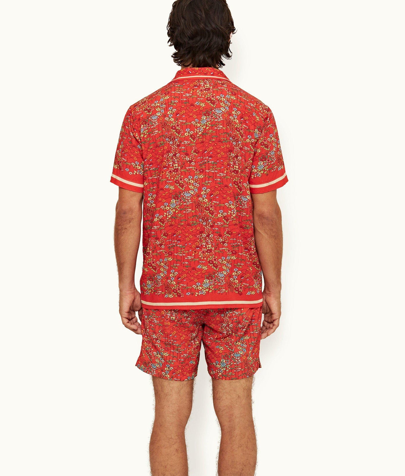 Hibbert Linen Solo Fantasy Capri Collar Shirt | Vermillion
