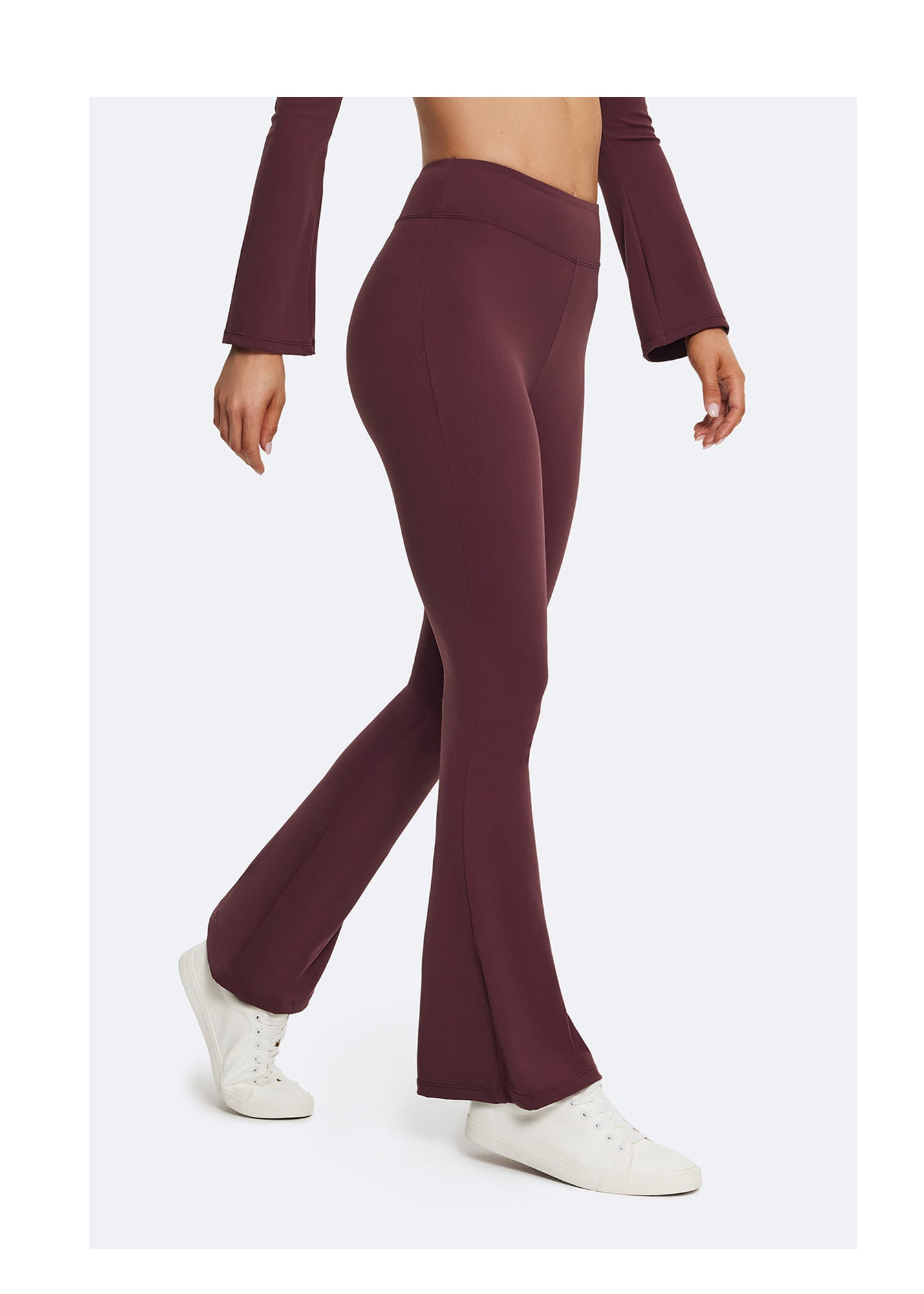 High-Waisted Flared Leggings | Burgundy