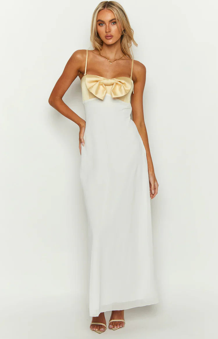 Honeydew Bow Maxi Dress | Yellow