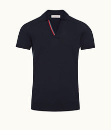 Horton Stripe Tailored Fit Organic Cotton Polo Shirt | Navy