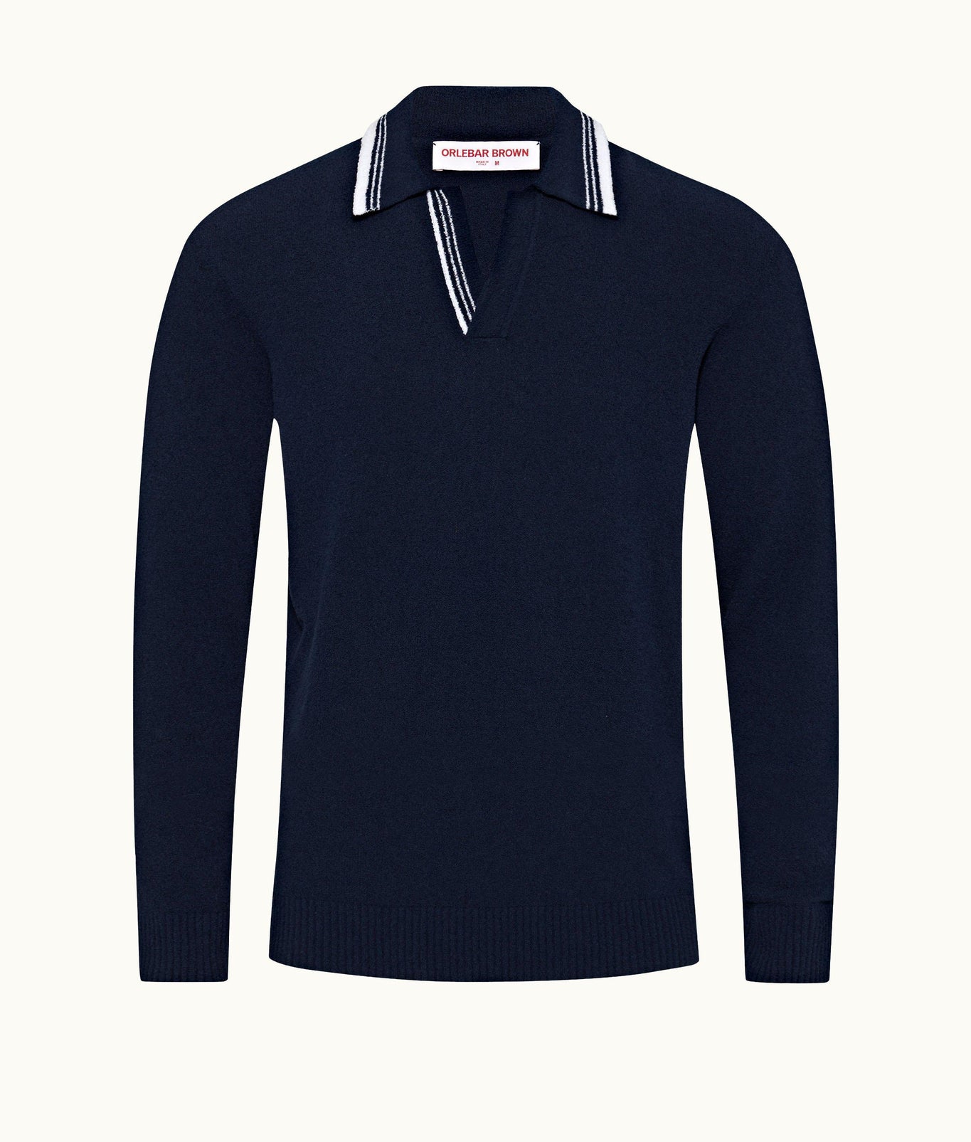Horton Tailored Fit Long-Sleeve Boucle Stitch Polo Shirt | Night Iris
