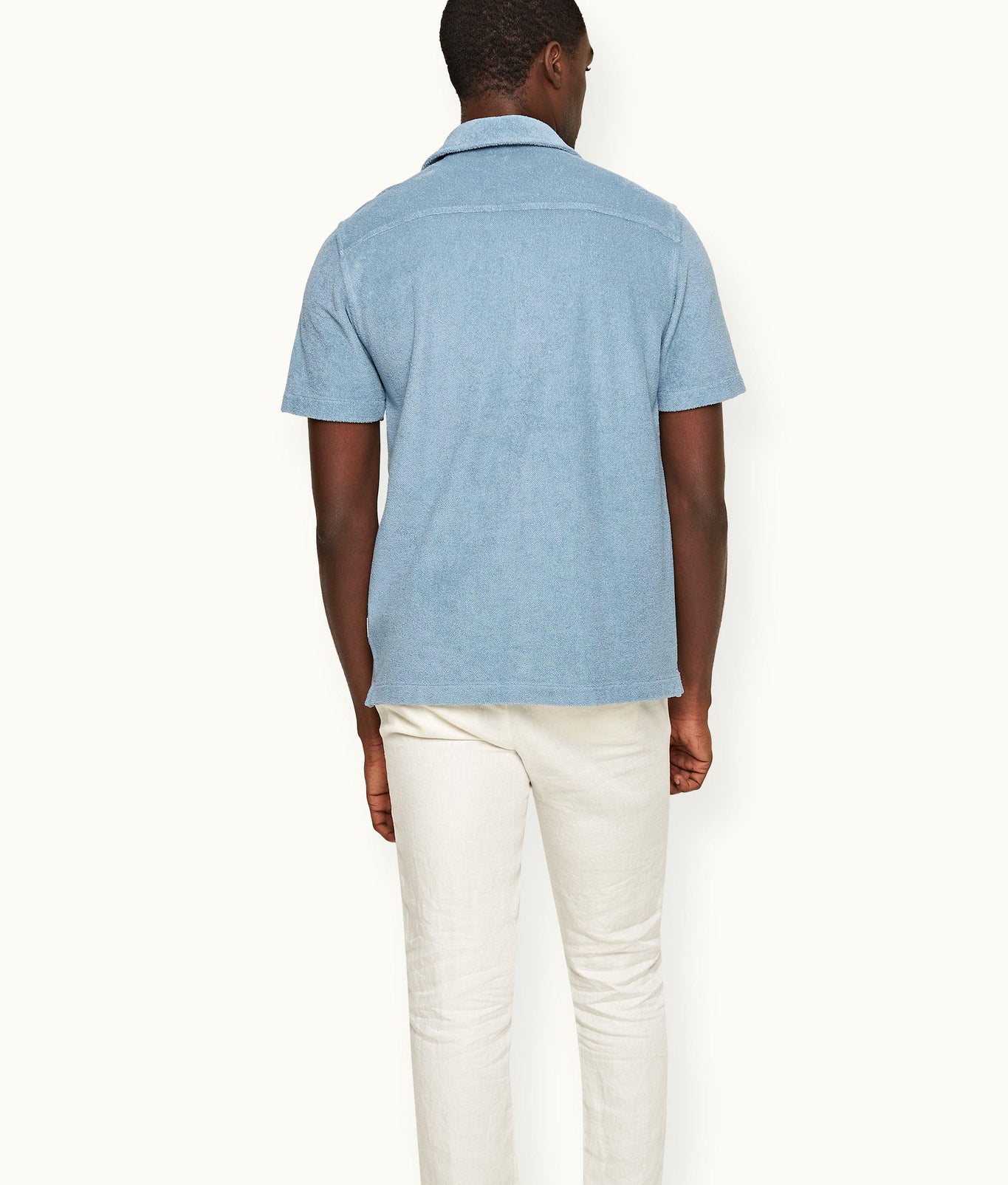 Howell Towelling Relaxed Fit Capri Collar Cotton Towelling Shirt | Wish Blue