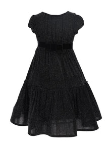 Girls | Glitter Jersey Dress | Black/Silver