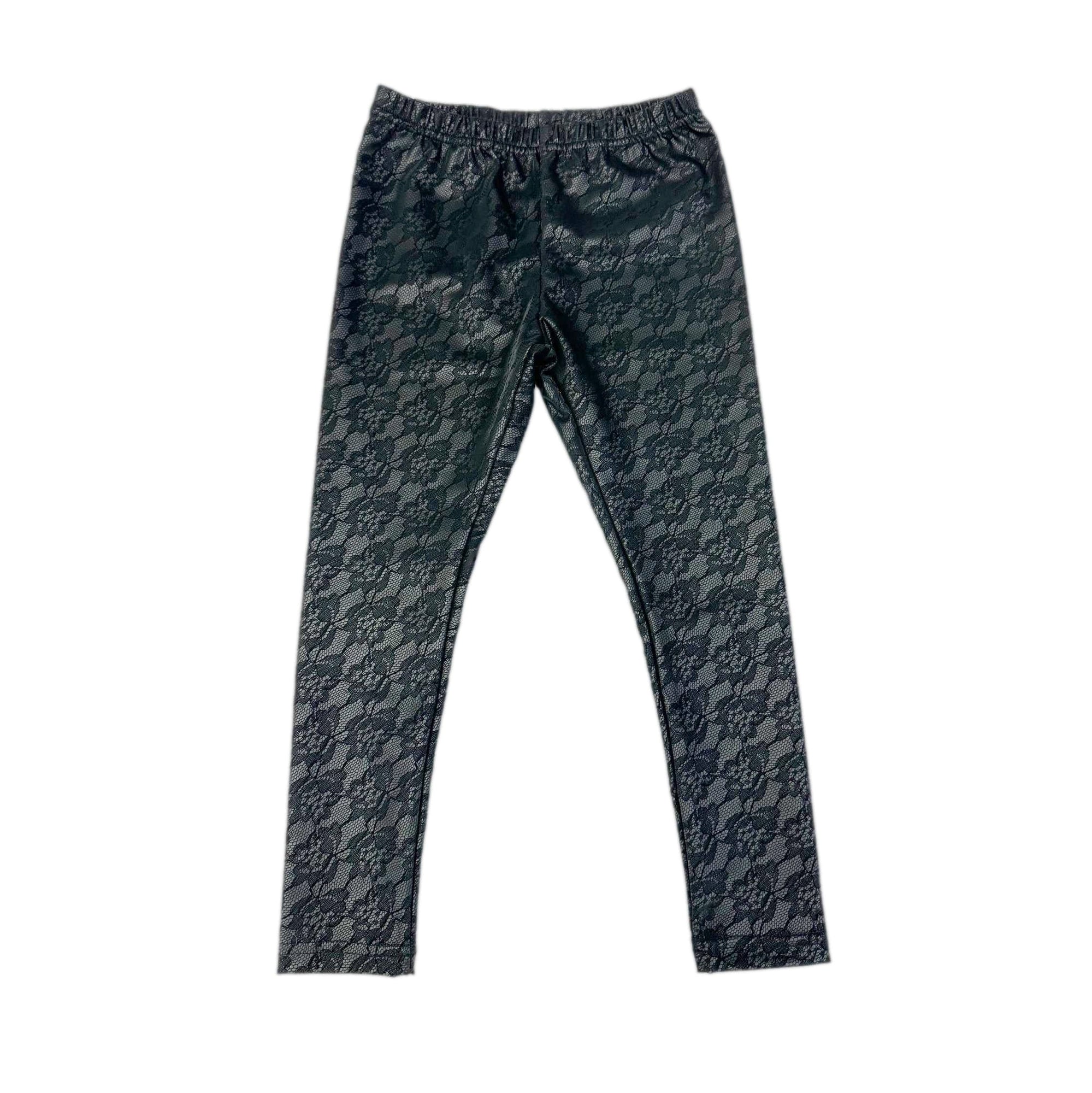 Baby Girls | Print Vegan Leather Leggings | Black & Rose
