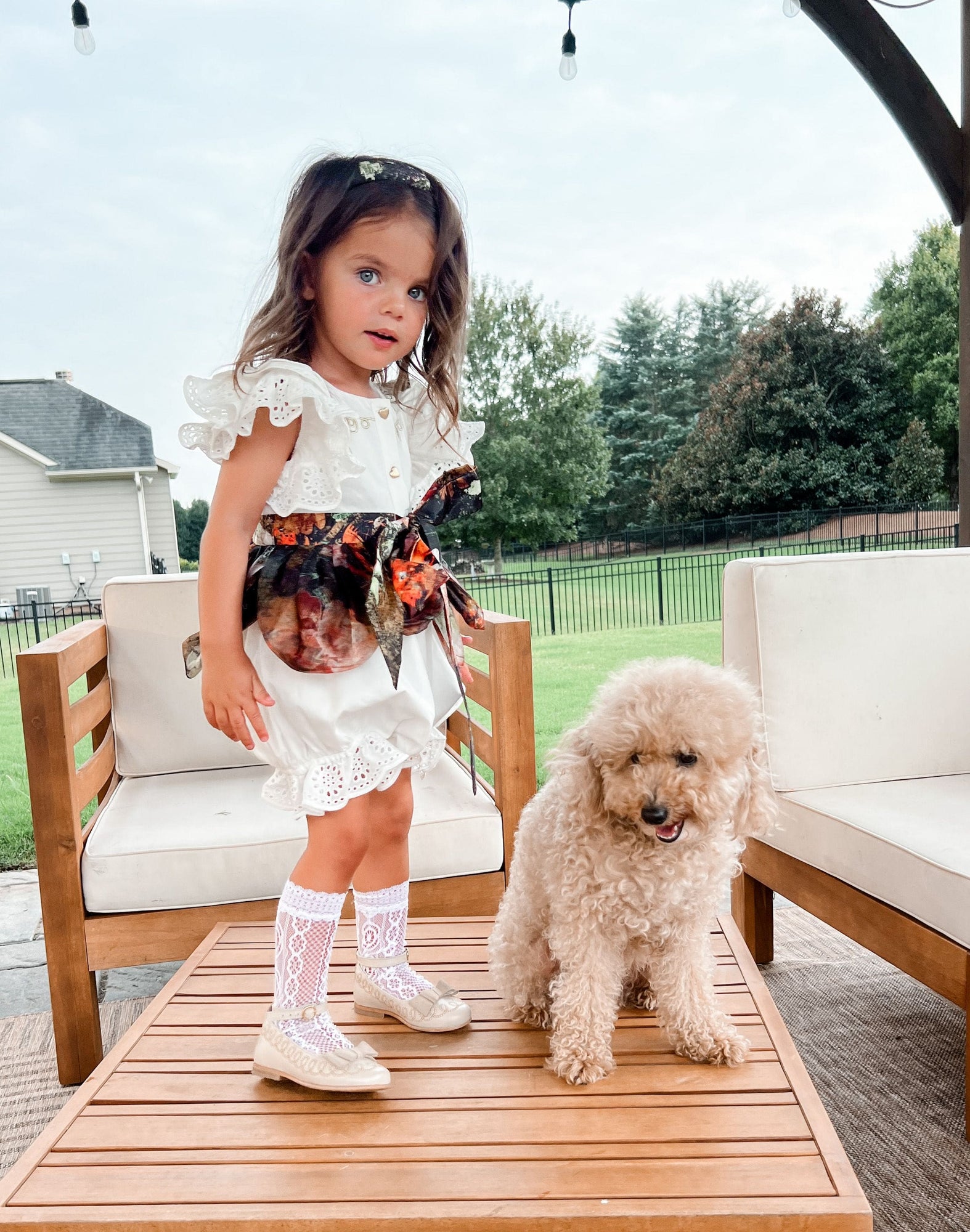 Baby Girls | Alexis Foliage Print Romper | White x Multi