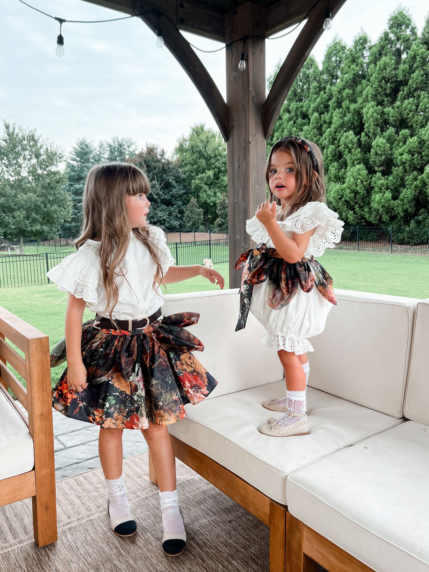 Baby Girls | Alexis Foliage Print Romper | White x Multi