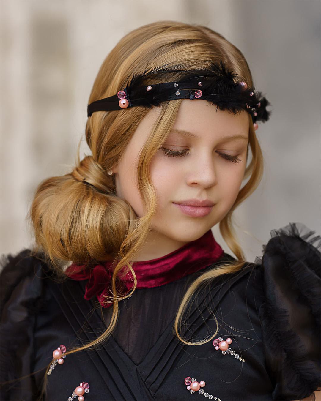 Kylie Feather Hair Sash | Black