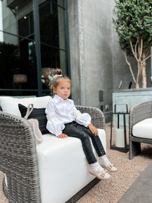 Baby Girls | Print Vegan Leather Leggings | Black & Rose