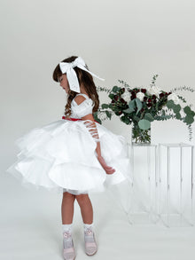 Baby Girls | Constanza Ceremony Dress with Bow | White & Red