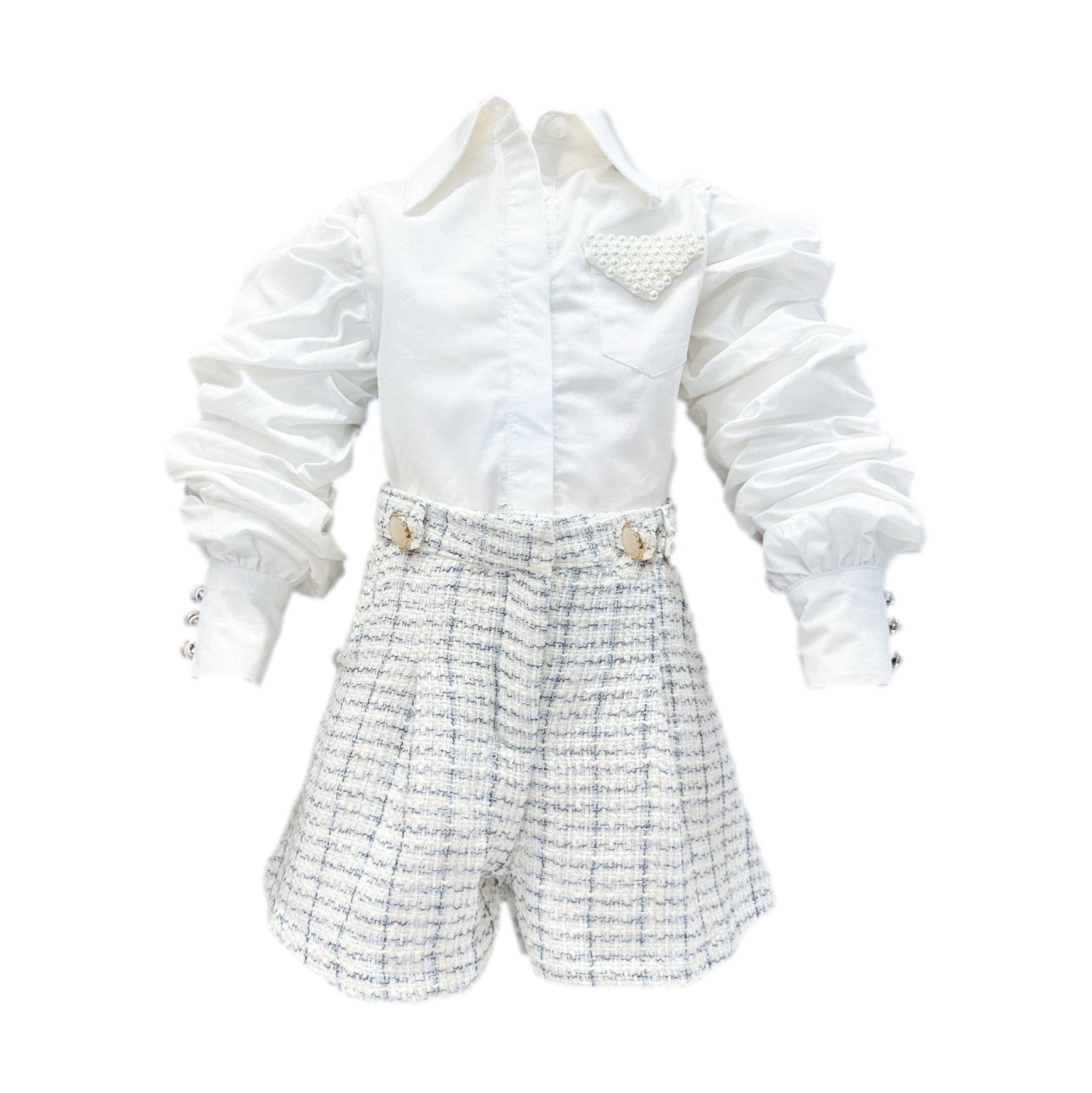 Baby Girls | Iris Blouse and Tweed Shorts Set | White