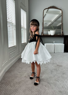 Baby Girls | Audrey Velour Top and Sateen Dress | Black & White
