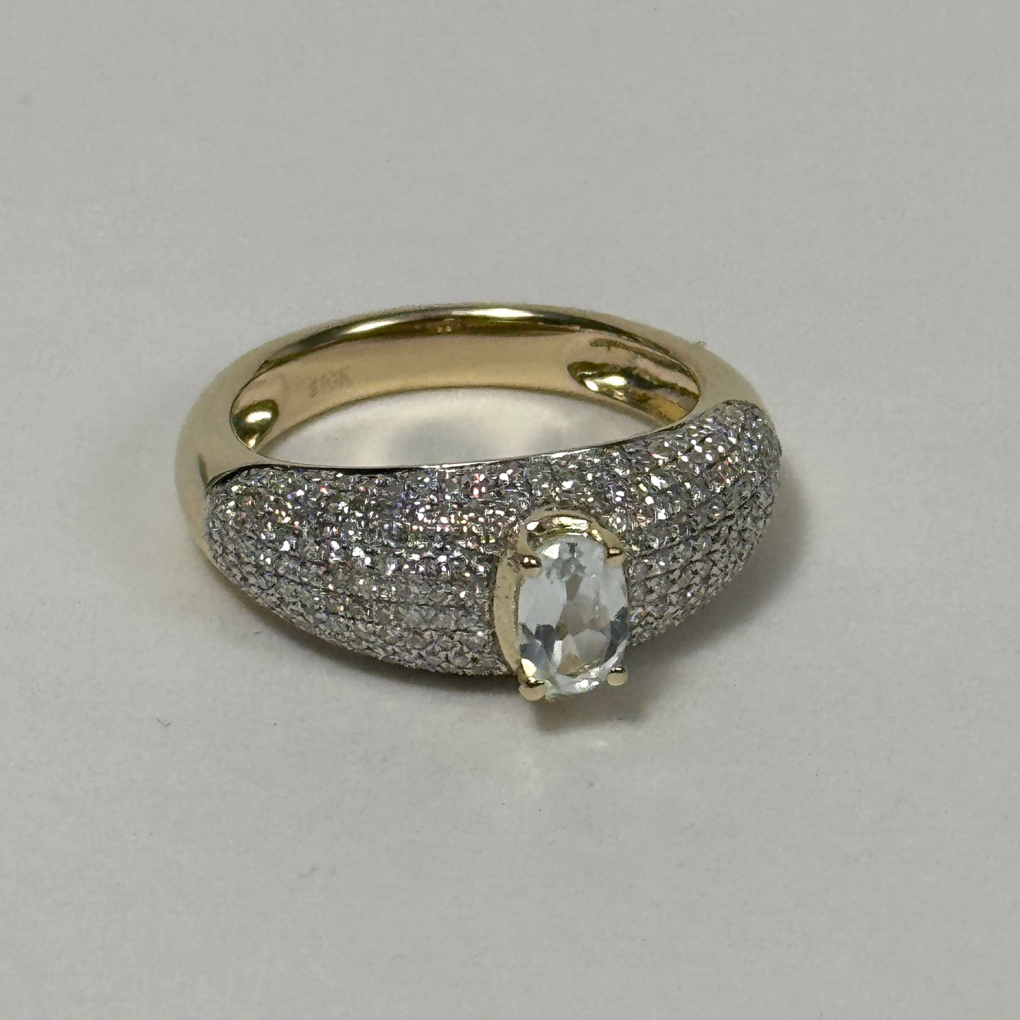 White Topaz Pave Ring | 10K Yellow Gold | White Topaz