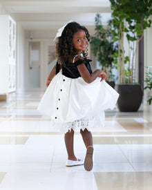 Baby Girls | Audrey Velour Top and Sateen Dress | Black & White