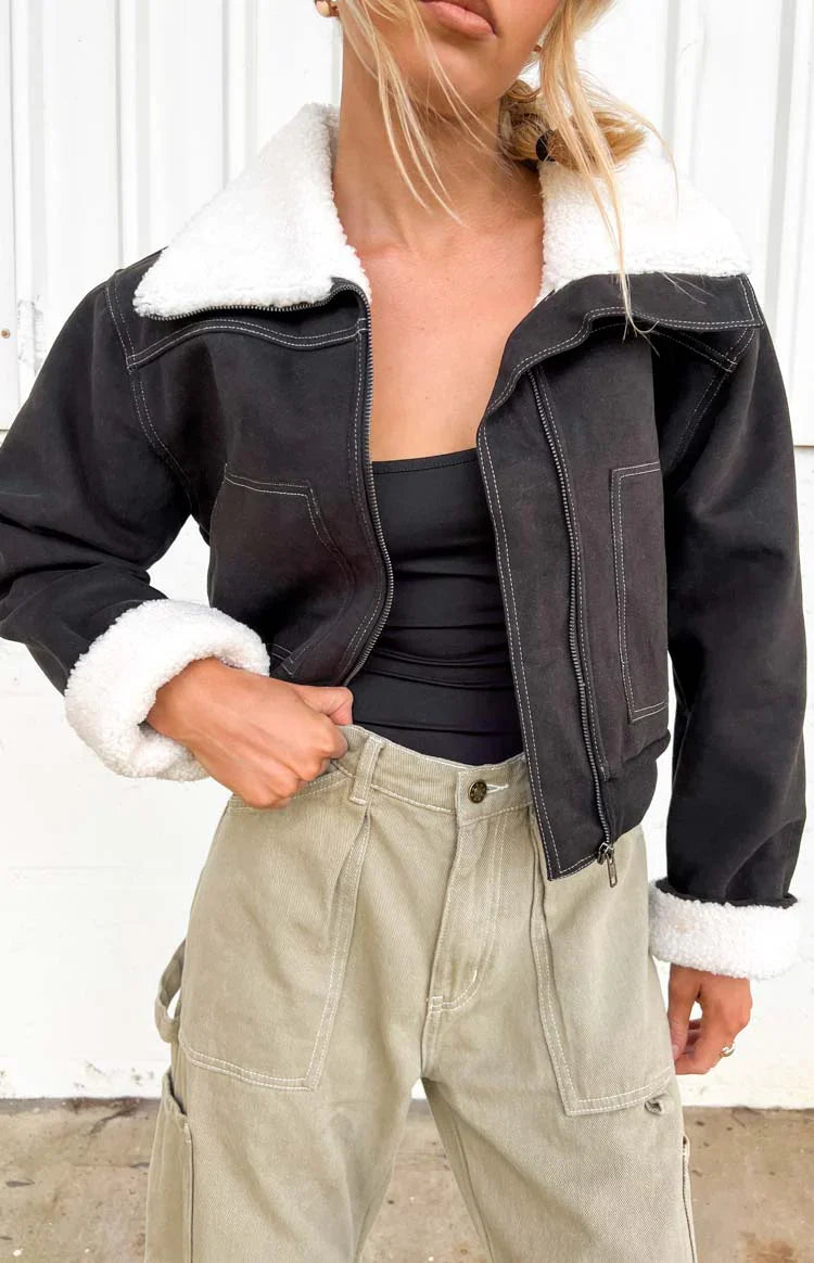 Indy Denim Sherpa Jacket | Black