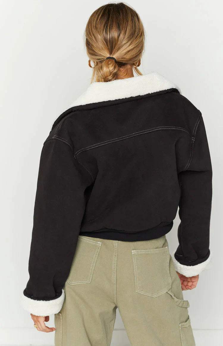 Indy Denim Sherpa Jacket | Black