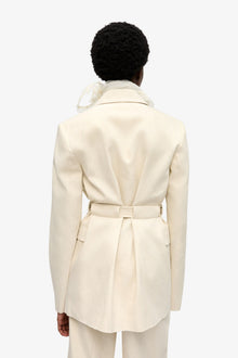 Ivory Cotton Melange Tailoring Blazer | Angora