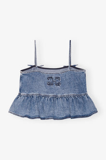 Light Denim Strap Top | Mid Blue Stone