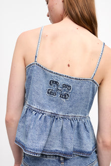 Light Denim Strap Top | Mid Blue Stone