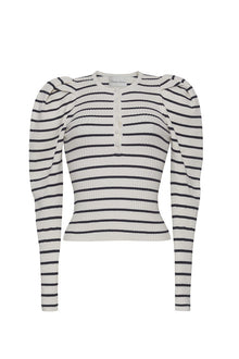 Jade Top | Ivory Black Stripe