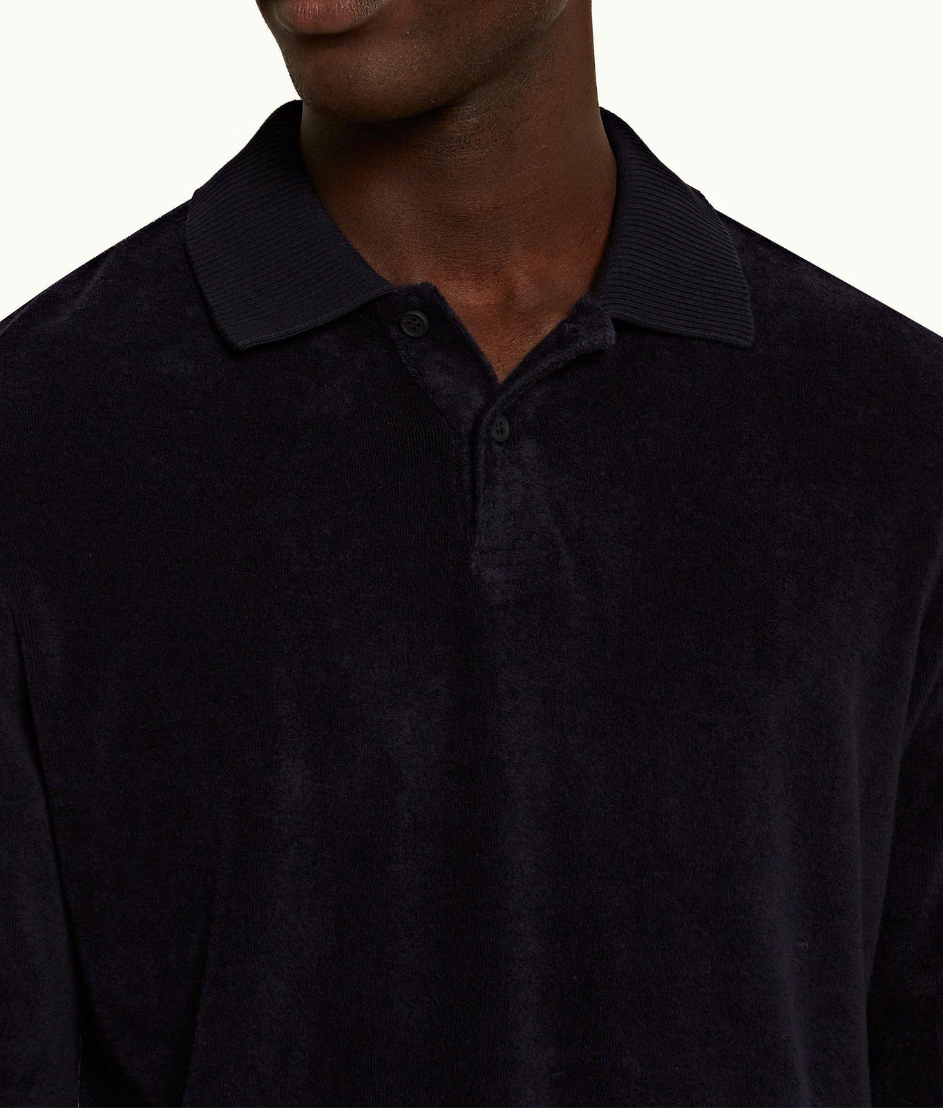 Jarrett Towelling Classic Fit Organic Towelling Long-Sleeve Polo Shirt | Night Iris