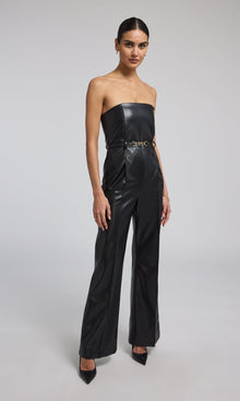 Cristelle Vegan Leather Jumpsuit | Black